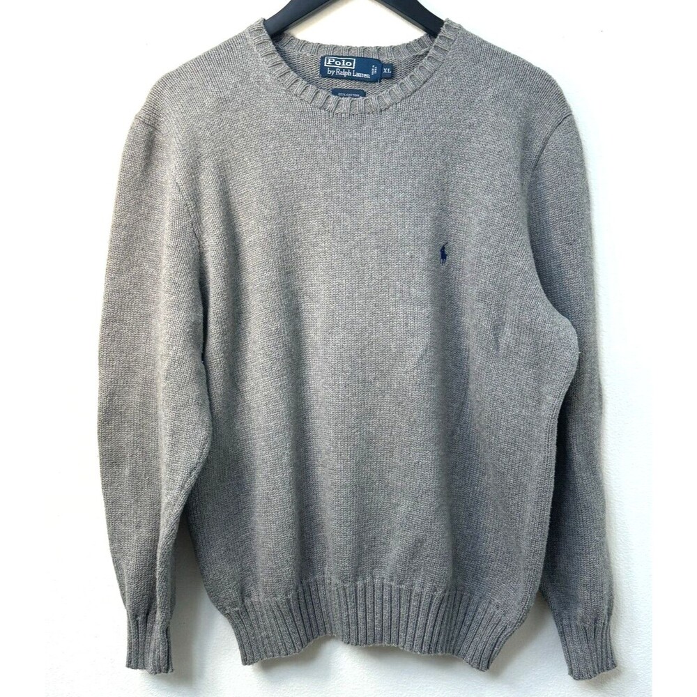 Polo Ralph Lauren Vintage Old Money Quiet Luxury Gray Crewneck Sweater Men’s XL